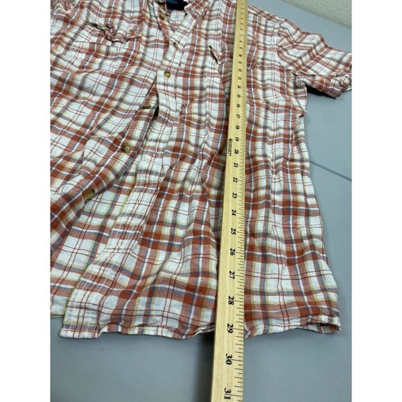 ALESBURY Linen Blend Short sleeve button up Shirt Men Size Large Pockets Western - Picture 7 of 12